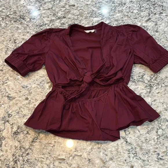 Tuckernuck | Hyacinth House | Piper Front Tie Cutout in Burgundy Size M Medium - Picture 5 of 11